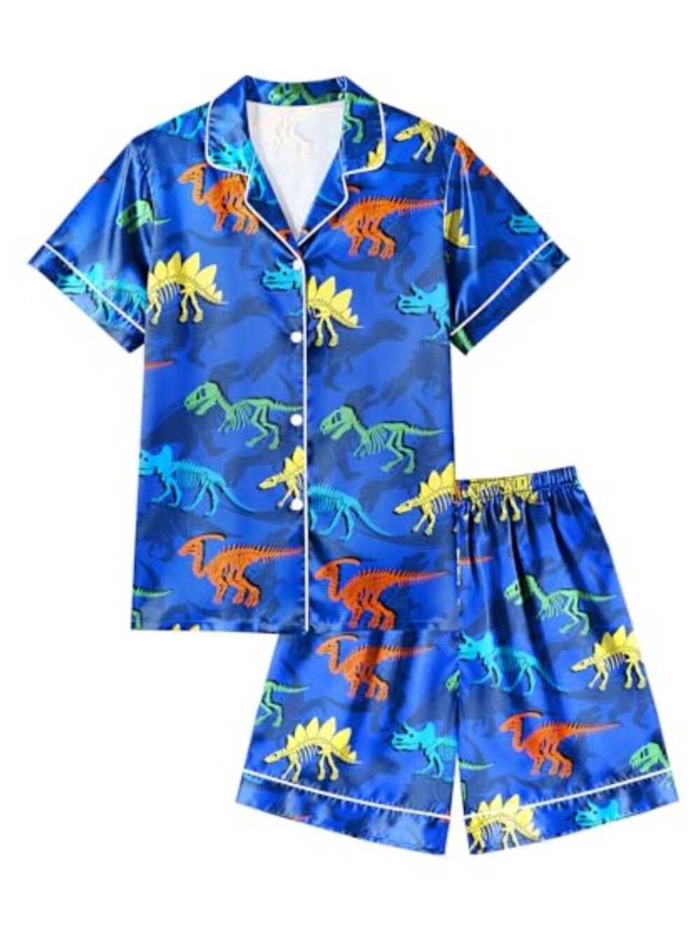 Boys satin pajama set short sleeve button down loungewear sleepwear